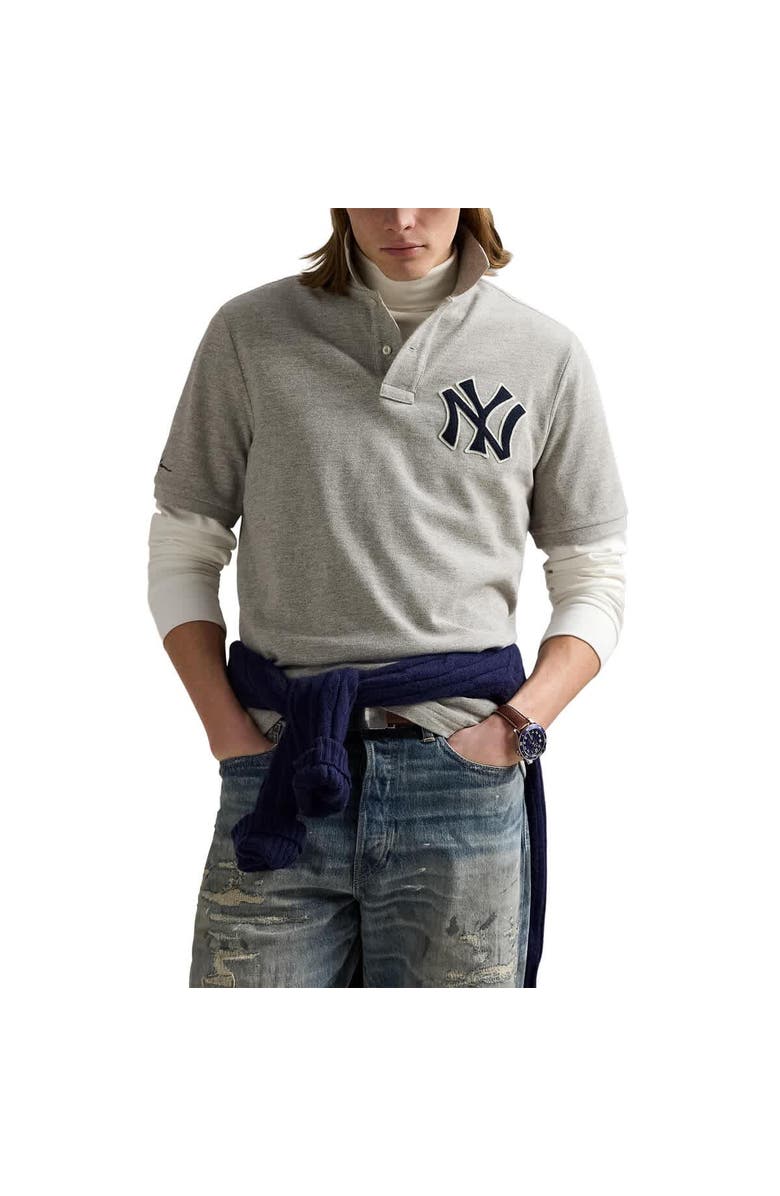 Polo Ralph Lauren Heather Gray Yankees Polo Shirt, Main, color,