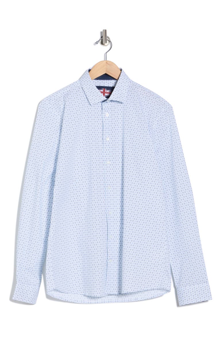 Stretch Cotton Sport Shirt, Alternate, color, BLUE/ BLUE