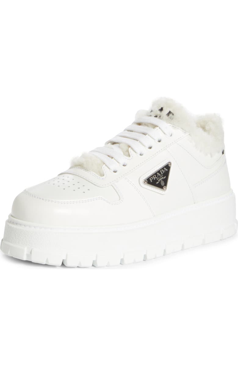 Prada Logo Sport Shearling Lined Platform Sneaker, Main, color,