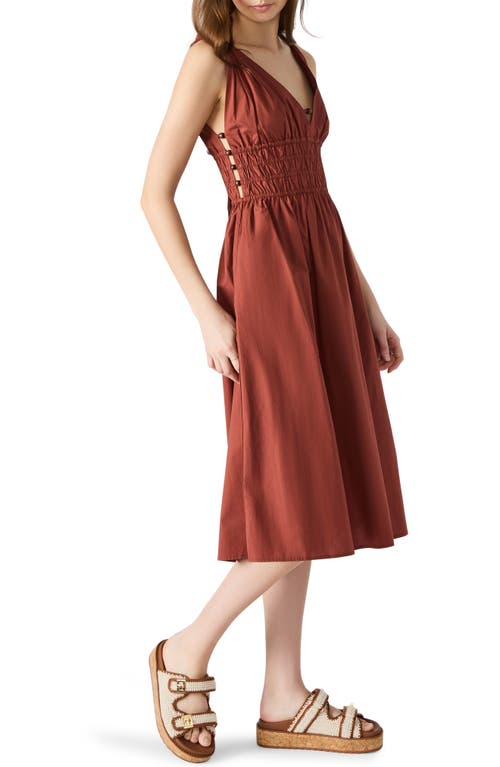 Steve Madden Kassie Bead Detail Smock Waist Cotton Midi Dress In Gray