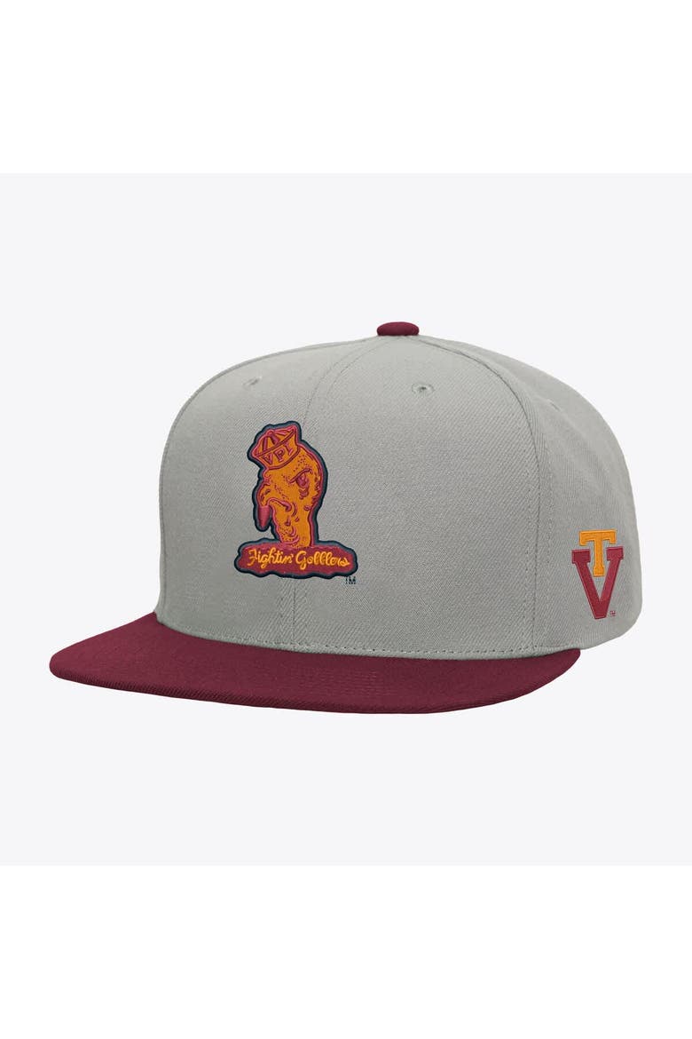 Men's Mitchell & Ness  Gray/Maroon Virginia Tech Hokies Plaid OG Snapback Hat, Main, color, Gray