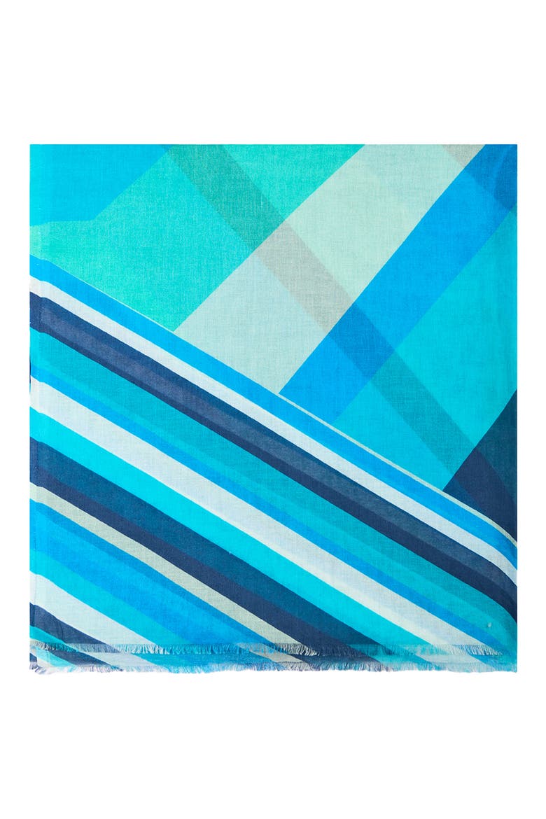 Geo Print Cotton Scarf, Alternate, color, BLUE