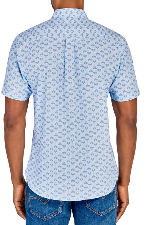 Construct Tennis Racket Woven Short Sleeve Shirt In Lt Blue