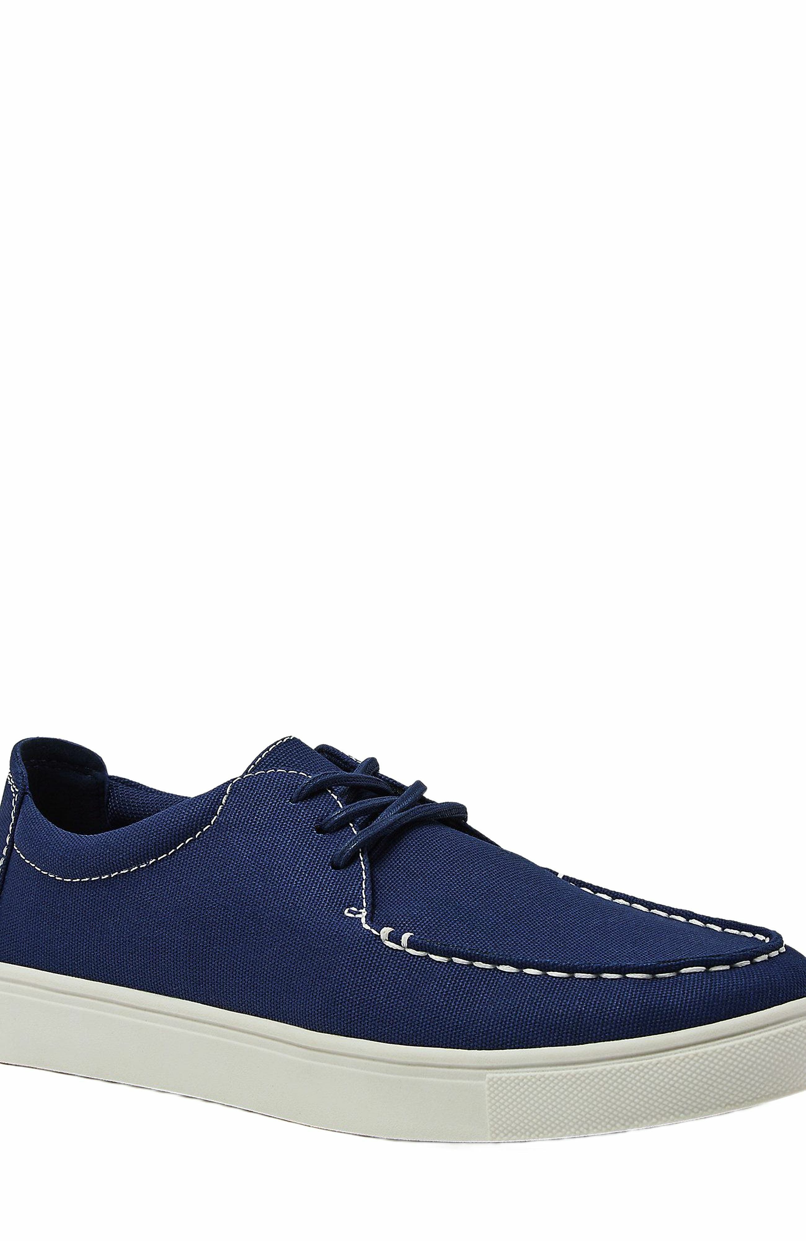 Lands' End Moc Toe Canvas Lace Up Sneakers, Alternate, color, Deep Sea Navy