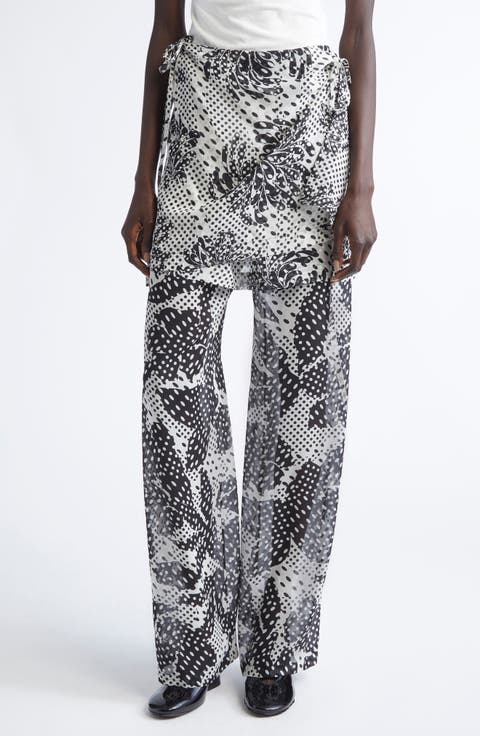 Pritty Polka Dot Silk Skirt Pants