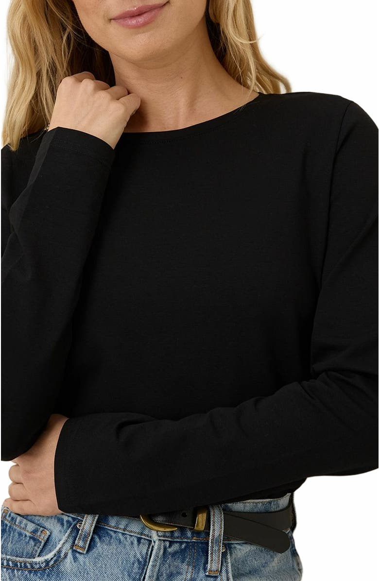 Pact Luxe Stretch Jersey Slim Long Sleeve Tee, Alternate, color, Black