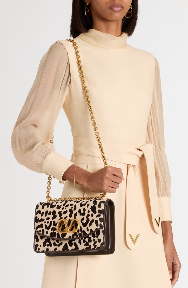 Valentino Garavani Vain VLOGO Genuine Calf Hair Shoulder Bag, Alternate, color, Naturale Testa Di Moro