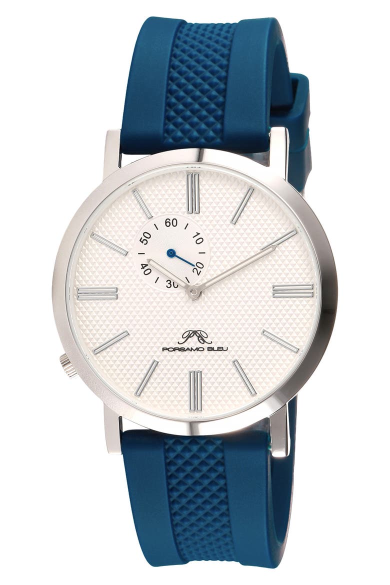 Bennett Silicone Strap Watch, 40mm, Main, color, BLUE AND WHITE