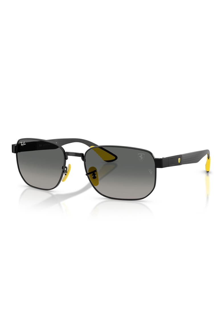 x Scuderia Ferrari 59mm Gradient Irregular Sunglasses, Alternate, color, BLACK / GREY GRADIENT