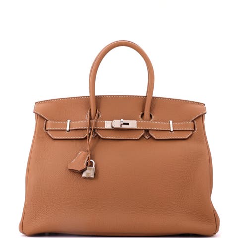 Birkin Handbag Brown Togo with Palladium Hardware 35