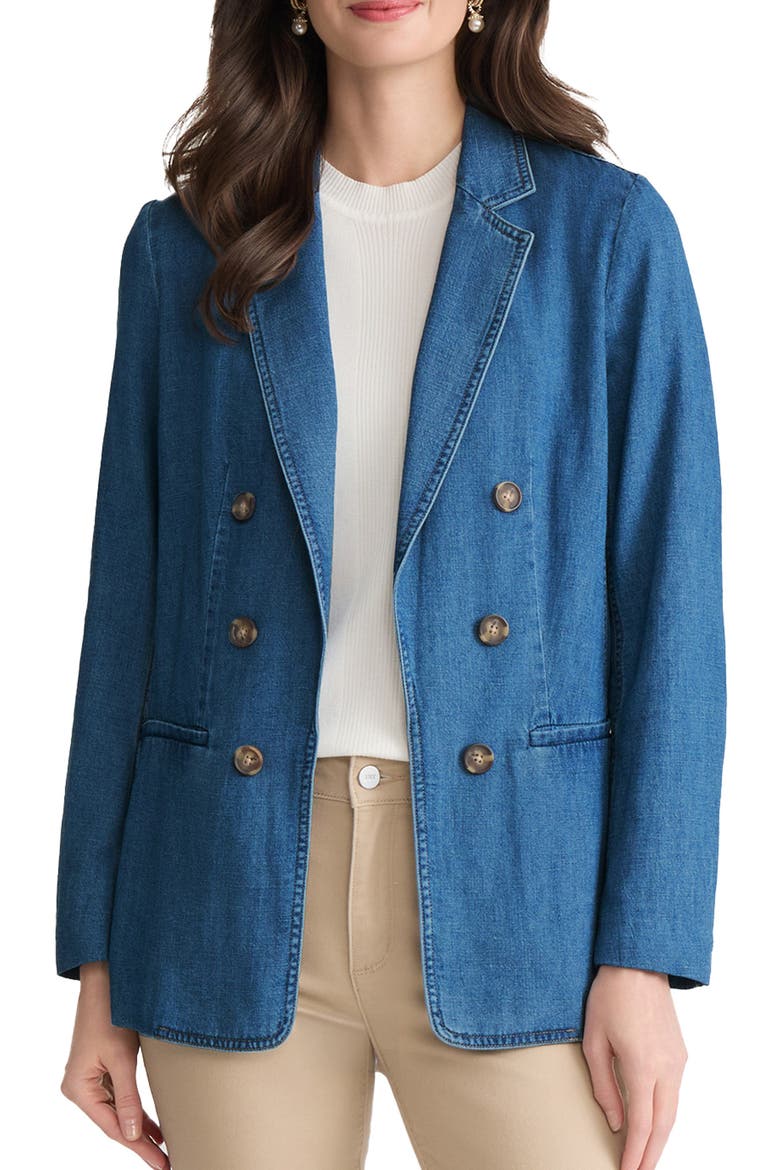 Double Breasted Denim Blazer, Main, color, PHOENIX WASH