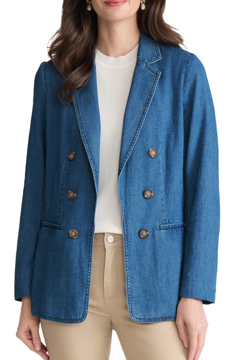 Double Breasted Denim Blazer