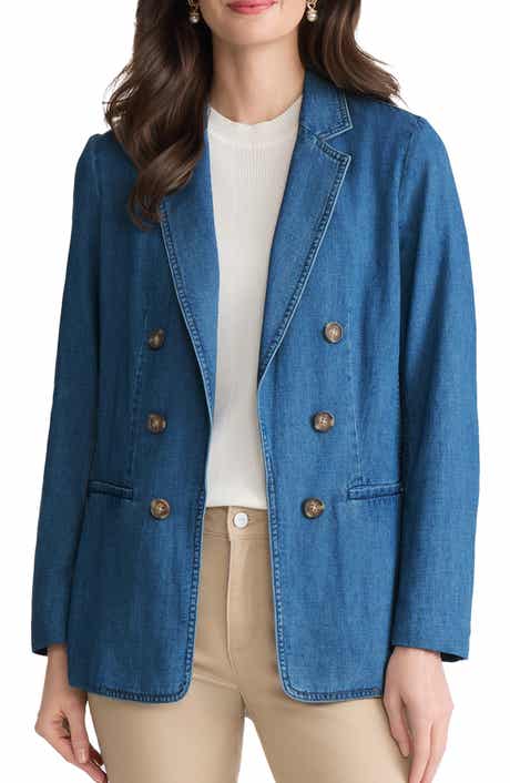 Double Breasted Denim Blazer