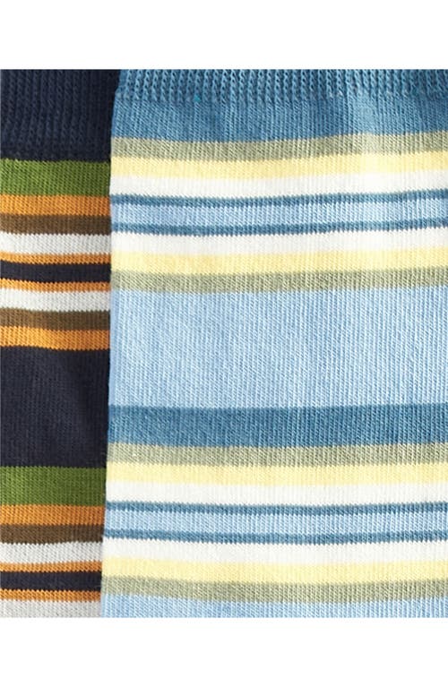 Barbour Assorted 2-pack Summer Stripe Cotton Blend Dress Socks In Navy/sky Blue
