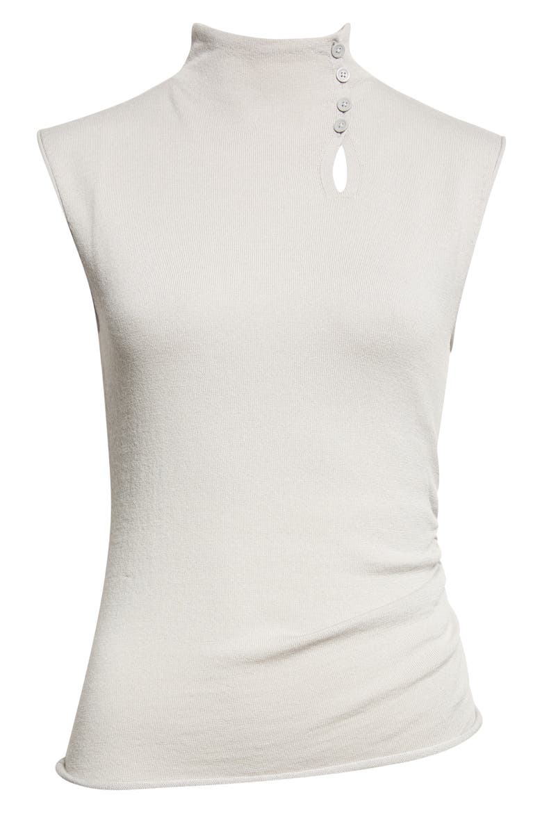 Asymmetric Button Mock Neck Sleeveless Top, Main, color, LIGHT GREY