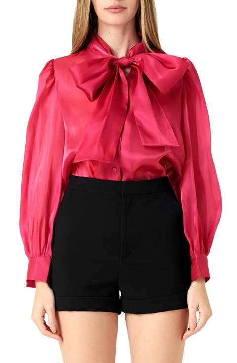 Organza Bow Tie Shirt