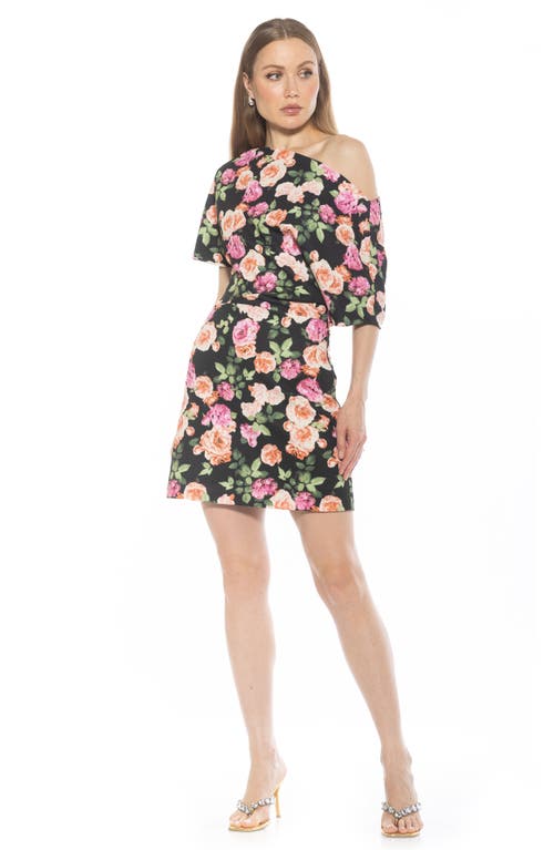 Alexia Admor Suri Draped One-shoulder Minidress In Black Floral