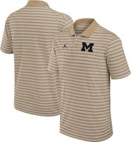 Jordan Brand Men's Jordan Brand Tan/White Michigan Wolverines Primetime Victory Striped Polo