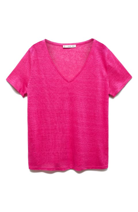 V-neck Linen T-Shirt