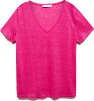 MANGO V-neck Linen T-Shirt
