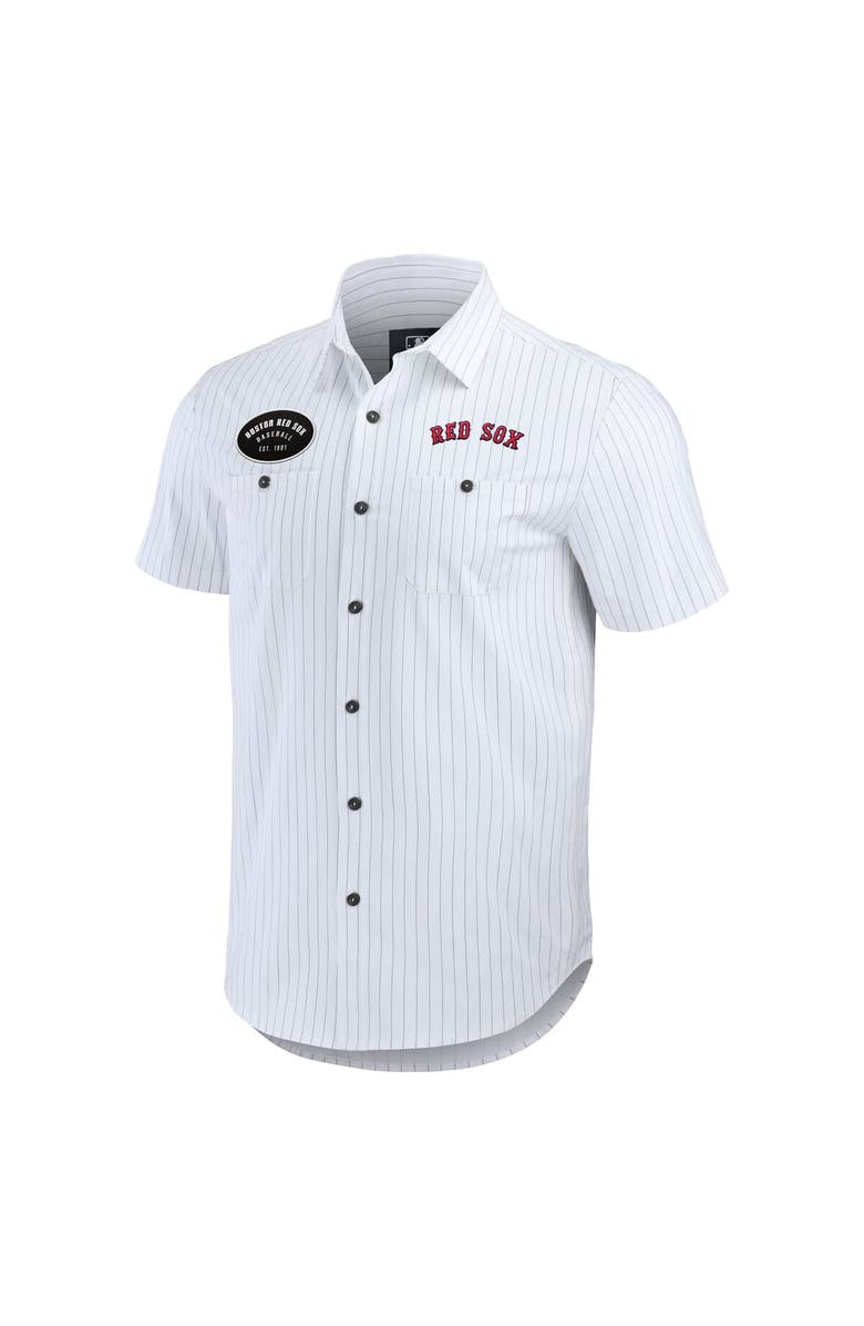 Darius Rucker Collection by Fanatics Men's Darius Rucker Collection by Fanatics White Boston Red Sox Pin Stripe Short Sleeve Button-Up Shirt, Alternate, color, White