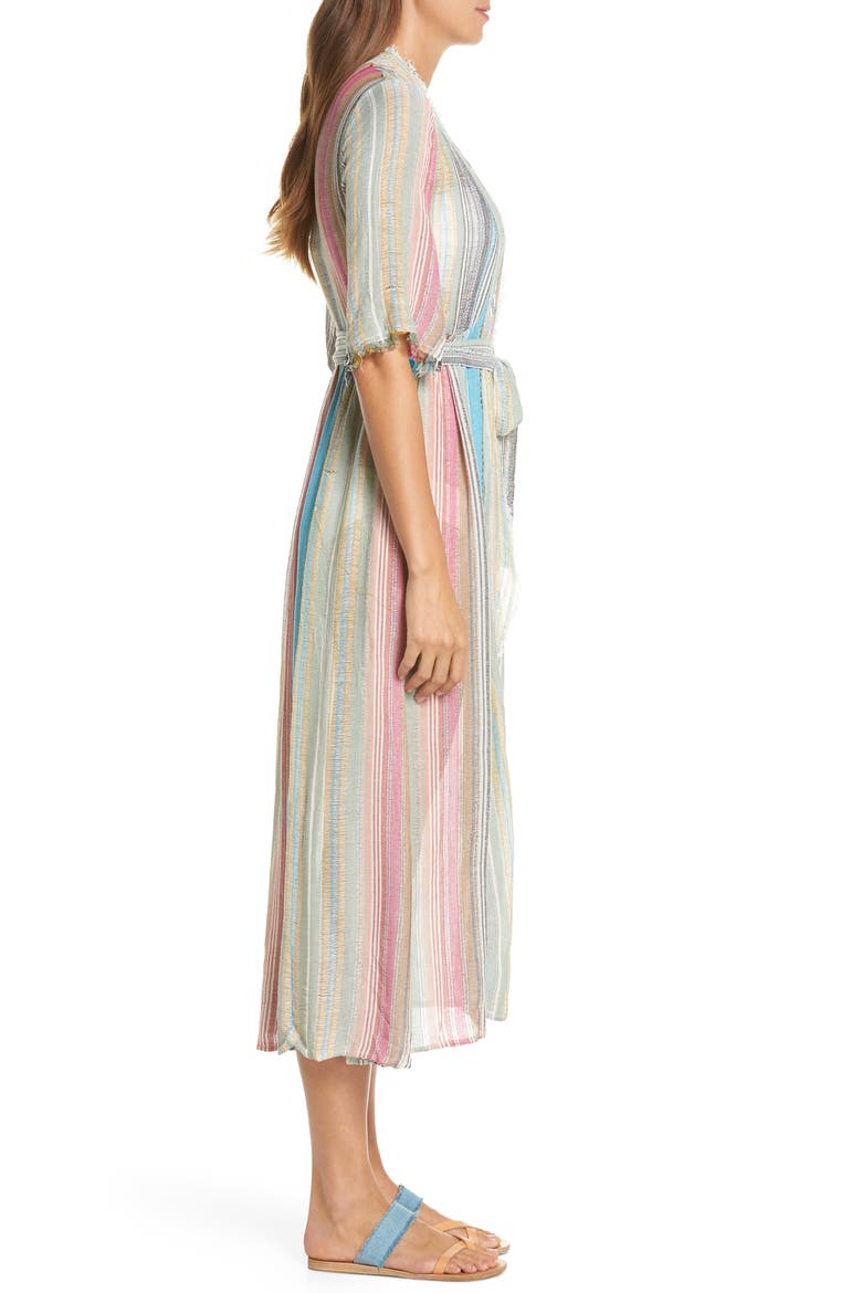 Tie Front Cover-Up Dress, Alternate, color, MULTI STRIPE