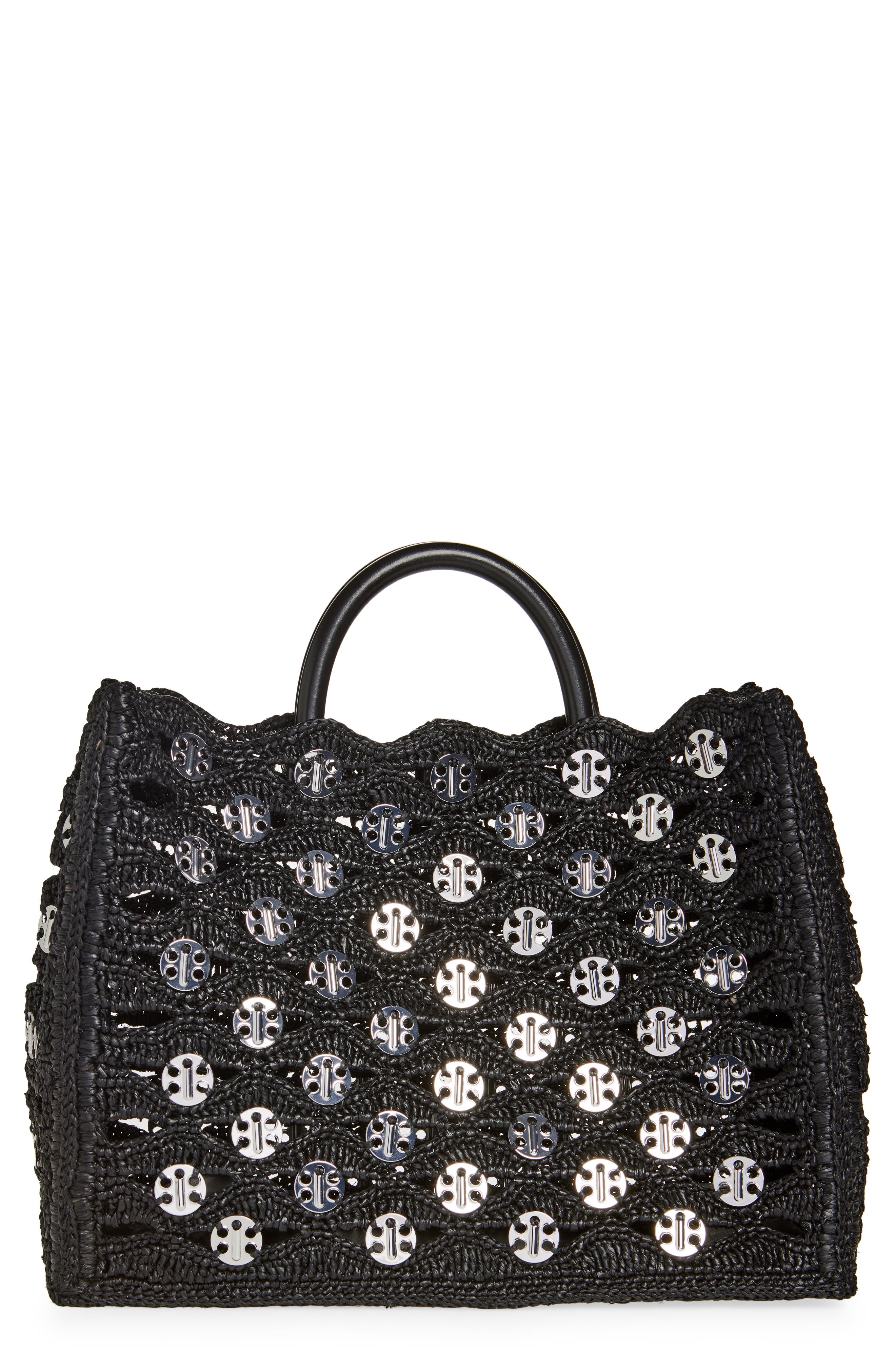 Rabanne Raffia Disc Tote, Main, color, 