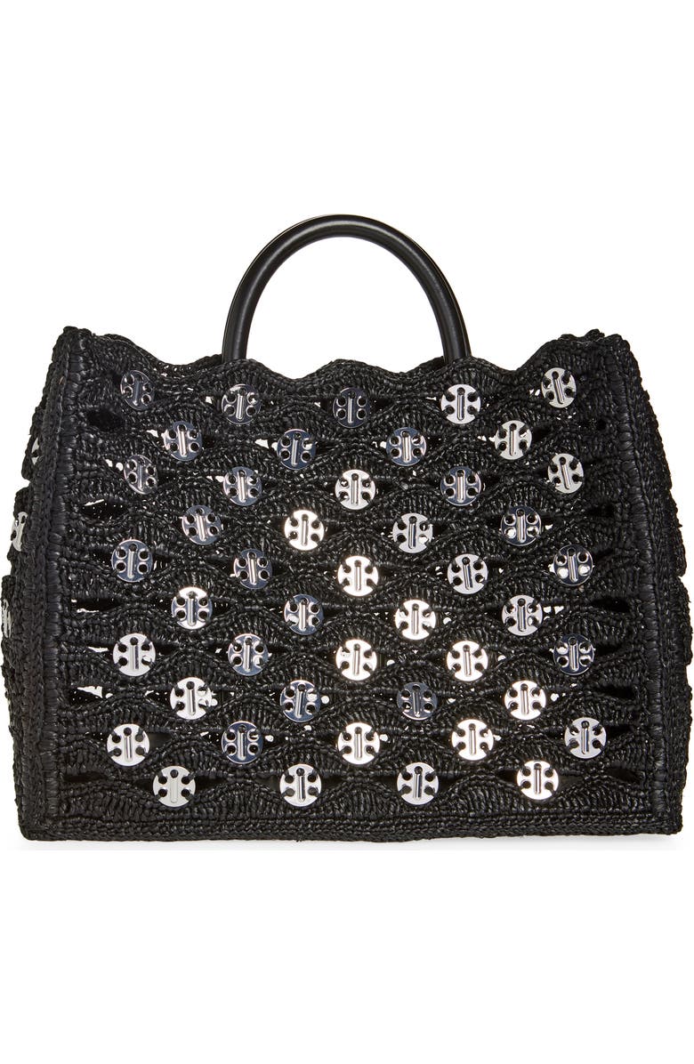 Rabanne Raffia Disc Tote, Main, color,