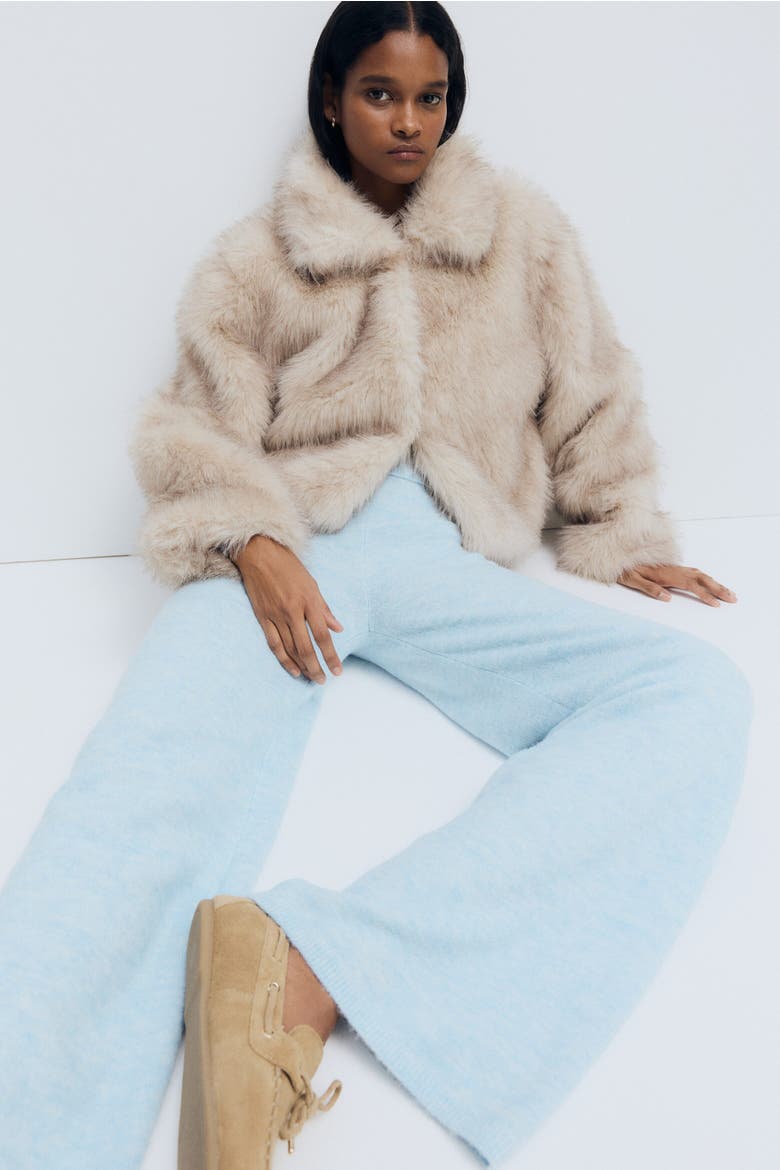 Knitted Pull-on Trousers, Main, color, Light blue melange
