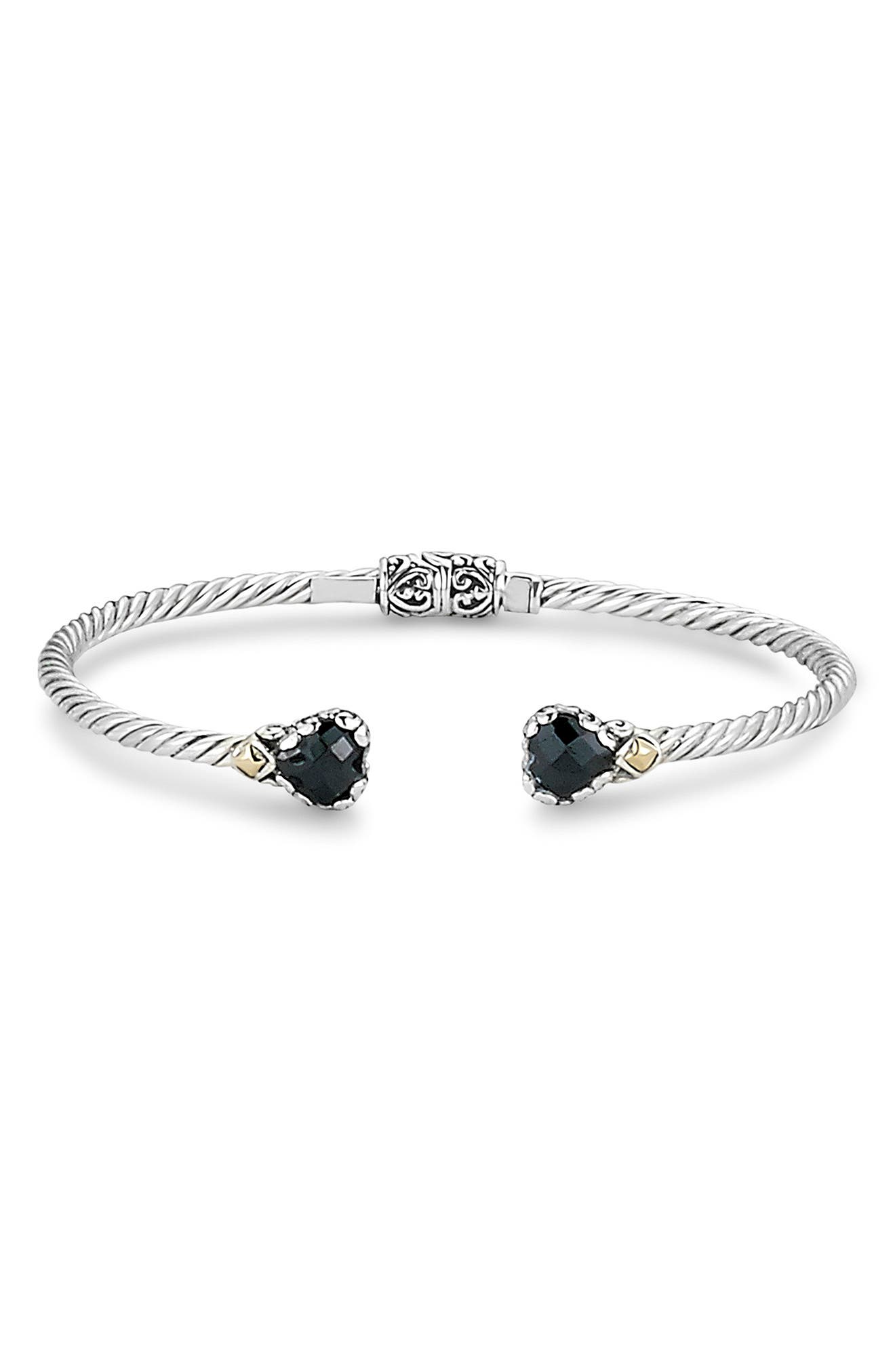 18k Gold & Sterling Silver Black Spinel Cuff Bracelet
