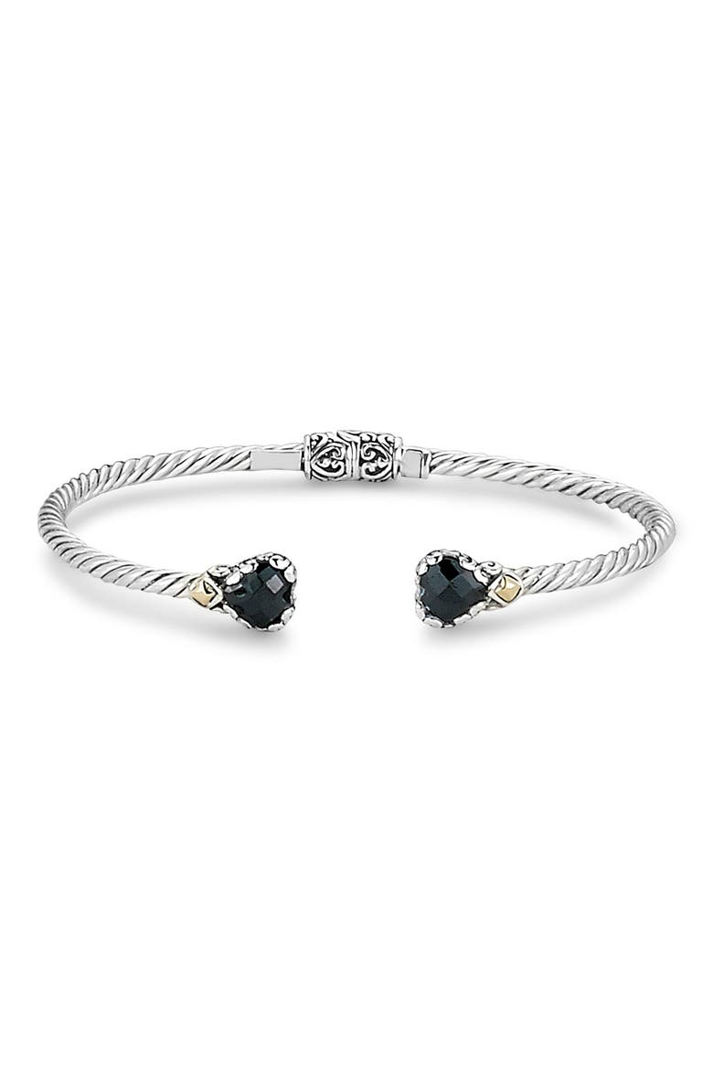 18k Gold & Sterling Silver Black Spinel Cuff Bracelet, Main, color, BLACK