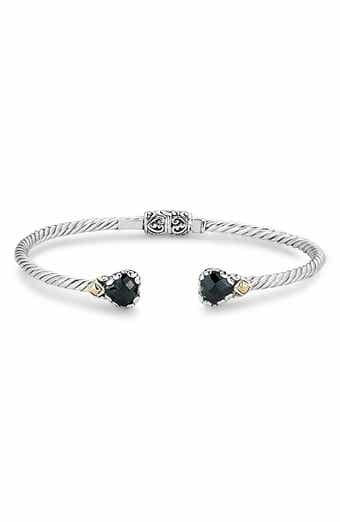 18k Gold & Sterling Silver Black Spinel Cuff Bracelet