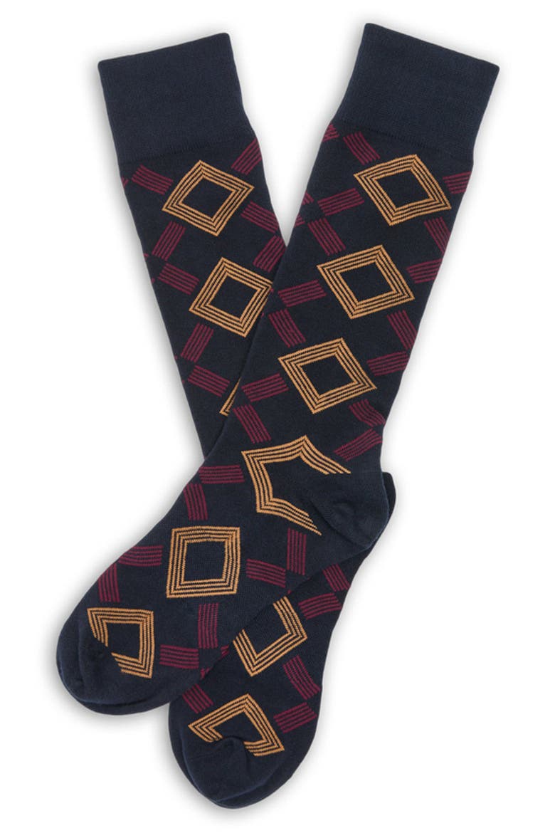 Davis Dress Socks, Alternate, color, NAVY / MAROON / GOLD