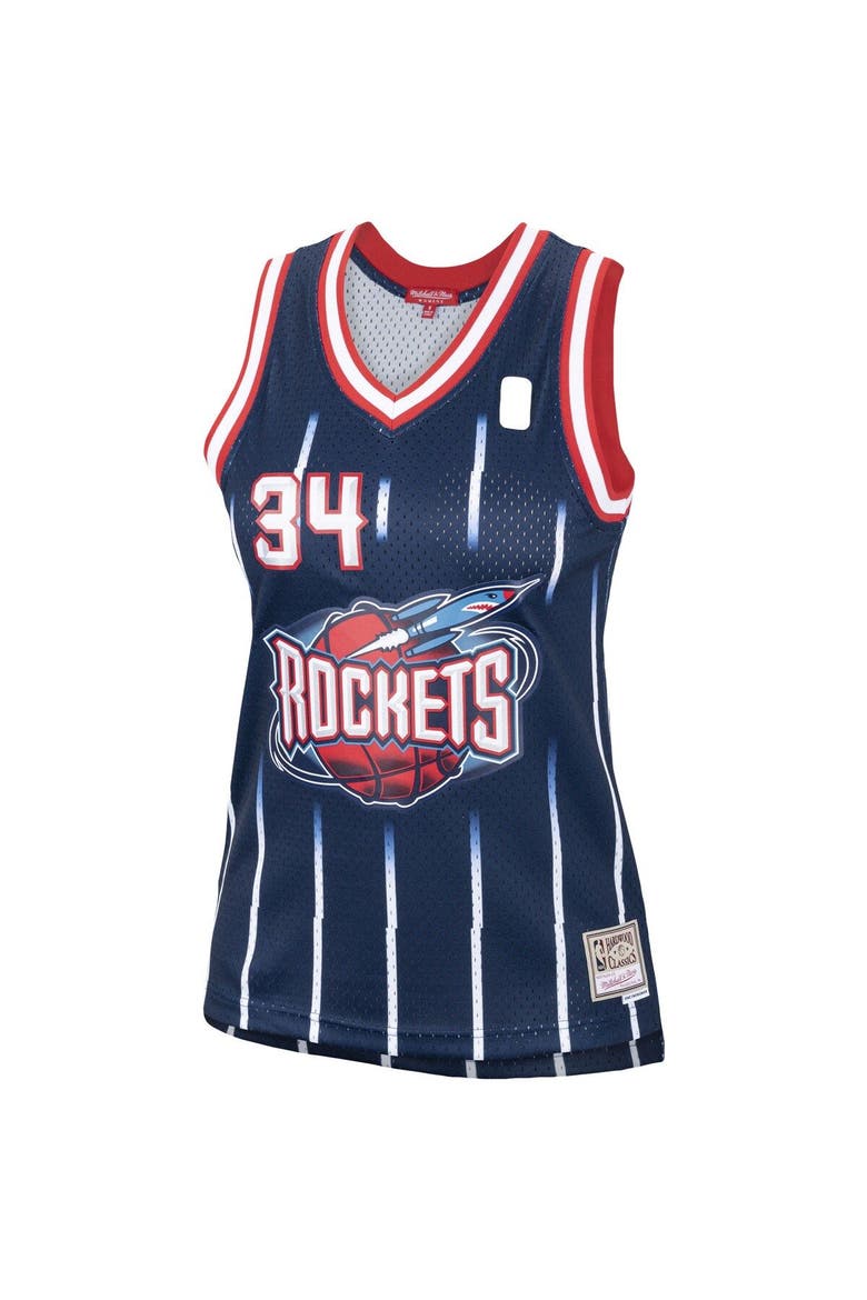 Women's Mitchell & Ness Hakeem Olajuwon Navy Houston Rockets  Hardwood Classics Swingman Jersey, Alternate, color, Navy