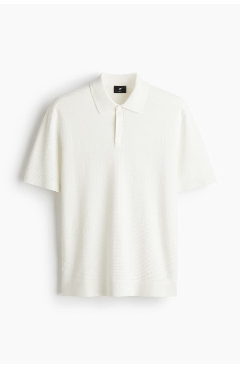 H&M Slim Fit Textured Polo Shirt, Main, color, White