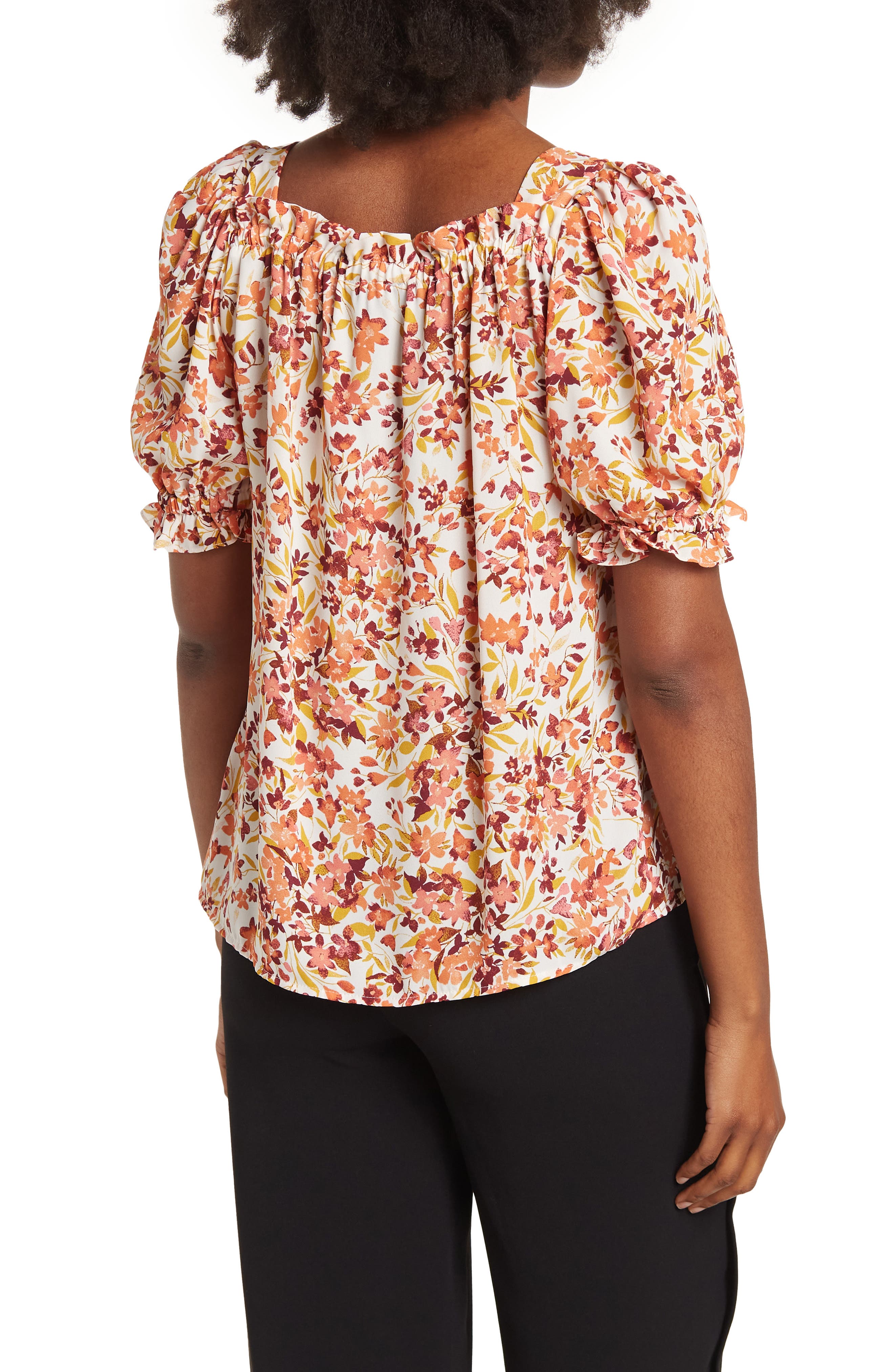 CeCe Floral Keyhole Short Sleeve Blouse (Women) | Nordstromrack