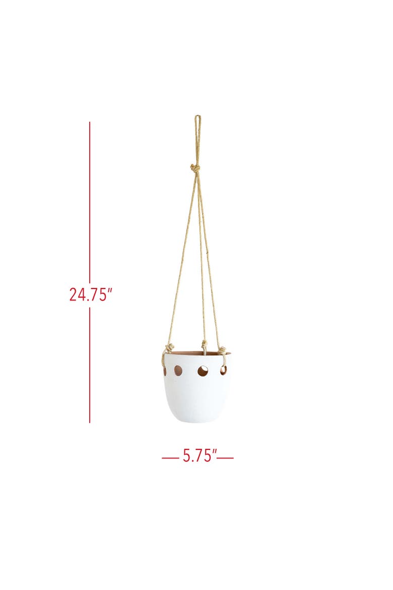 5.75" x 24.75" Galiot White Round Cutout Indoor Hanging Terracotta Planter, Alternate, color, White