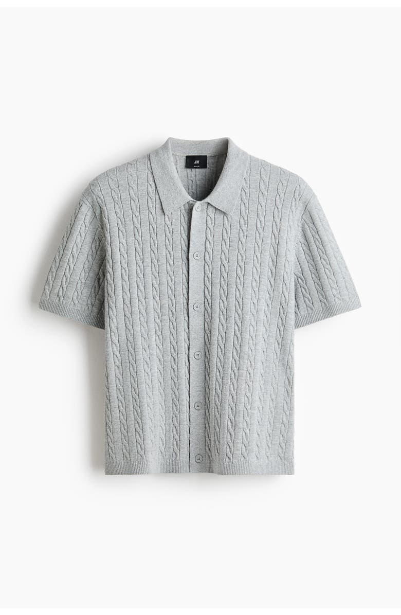 H&M Regular Fit Cable-knit Shirt, Main, color, Gray