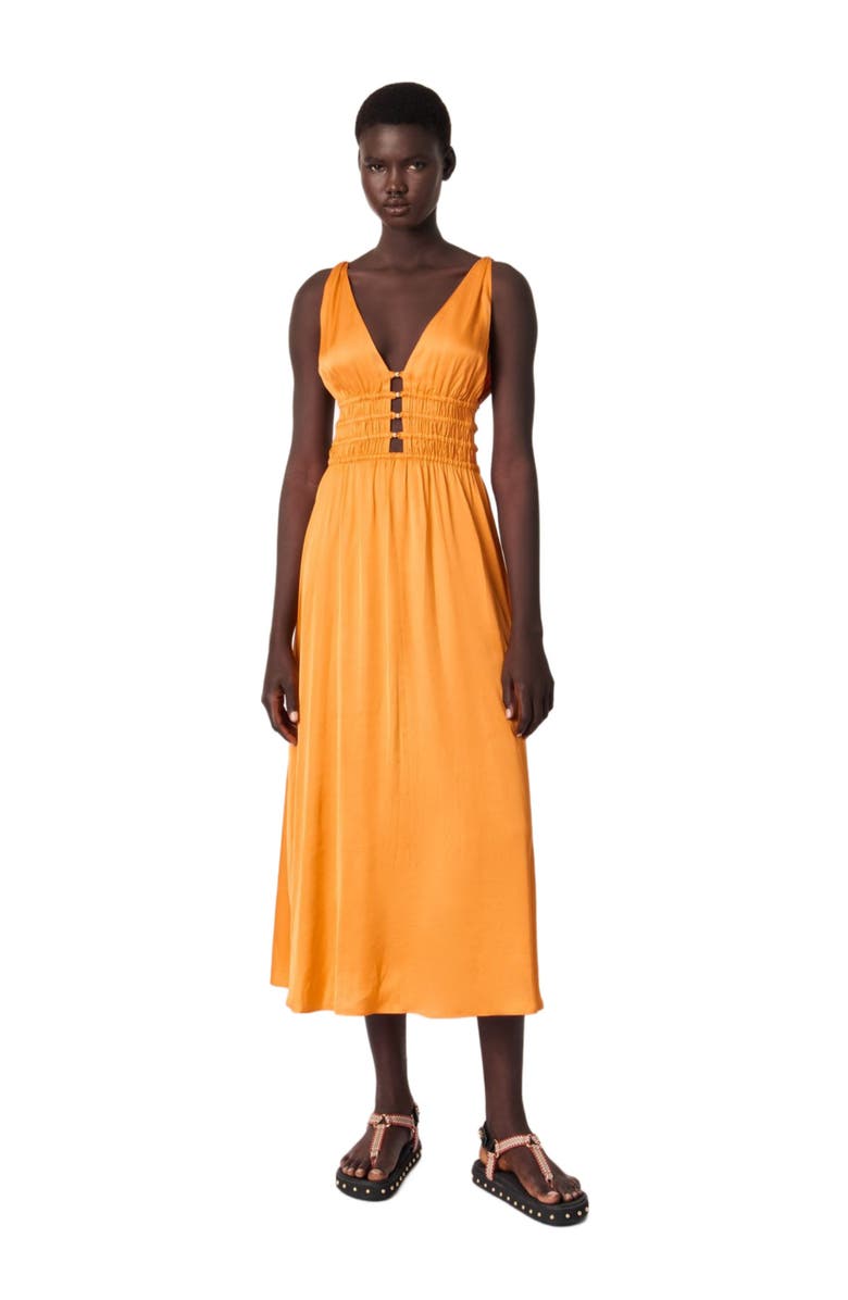 maje Satin-look maxi dress, Alternate, color, Orange