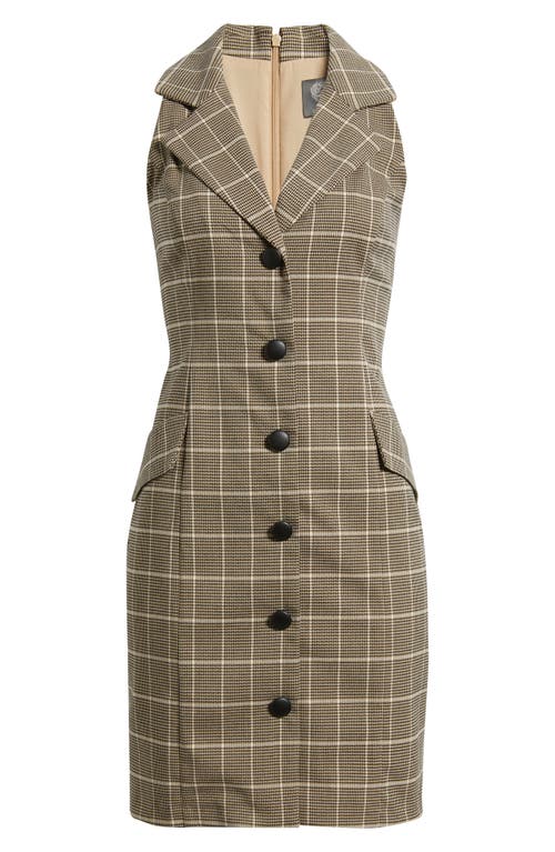 Vince Camuto Windowpane Plaid Coat Dress In Gray