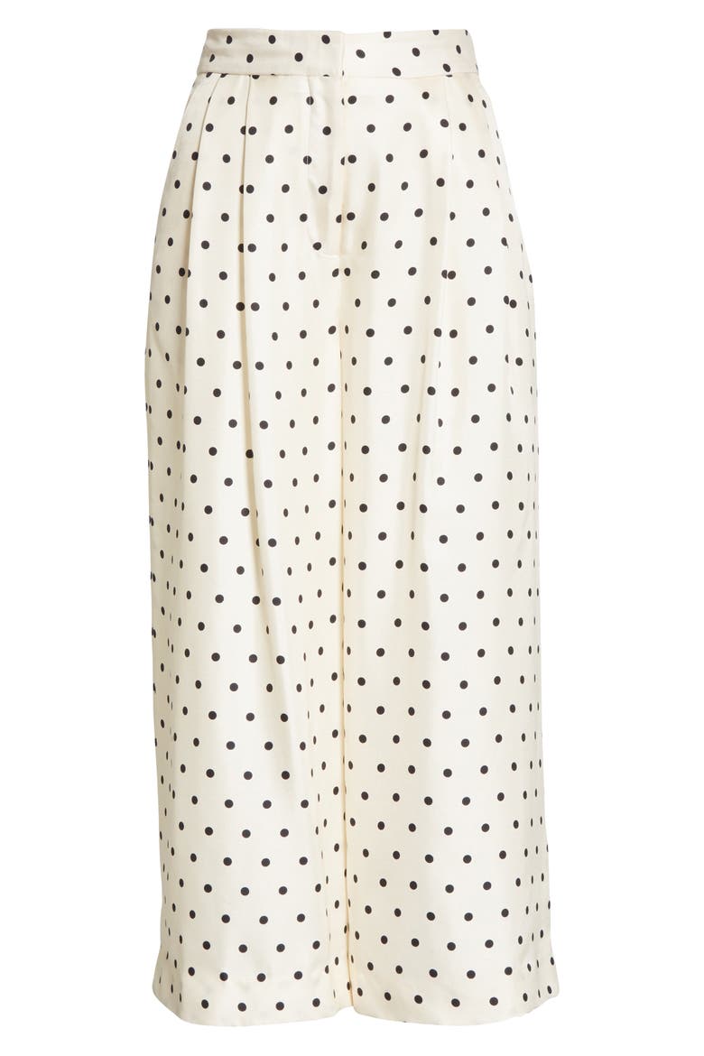 Pleated Polka Dot Silk Culottes, Alternate, color, POLKA DOT IVORY/BLACK
