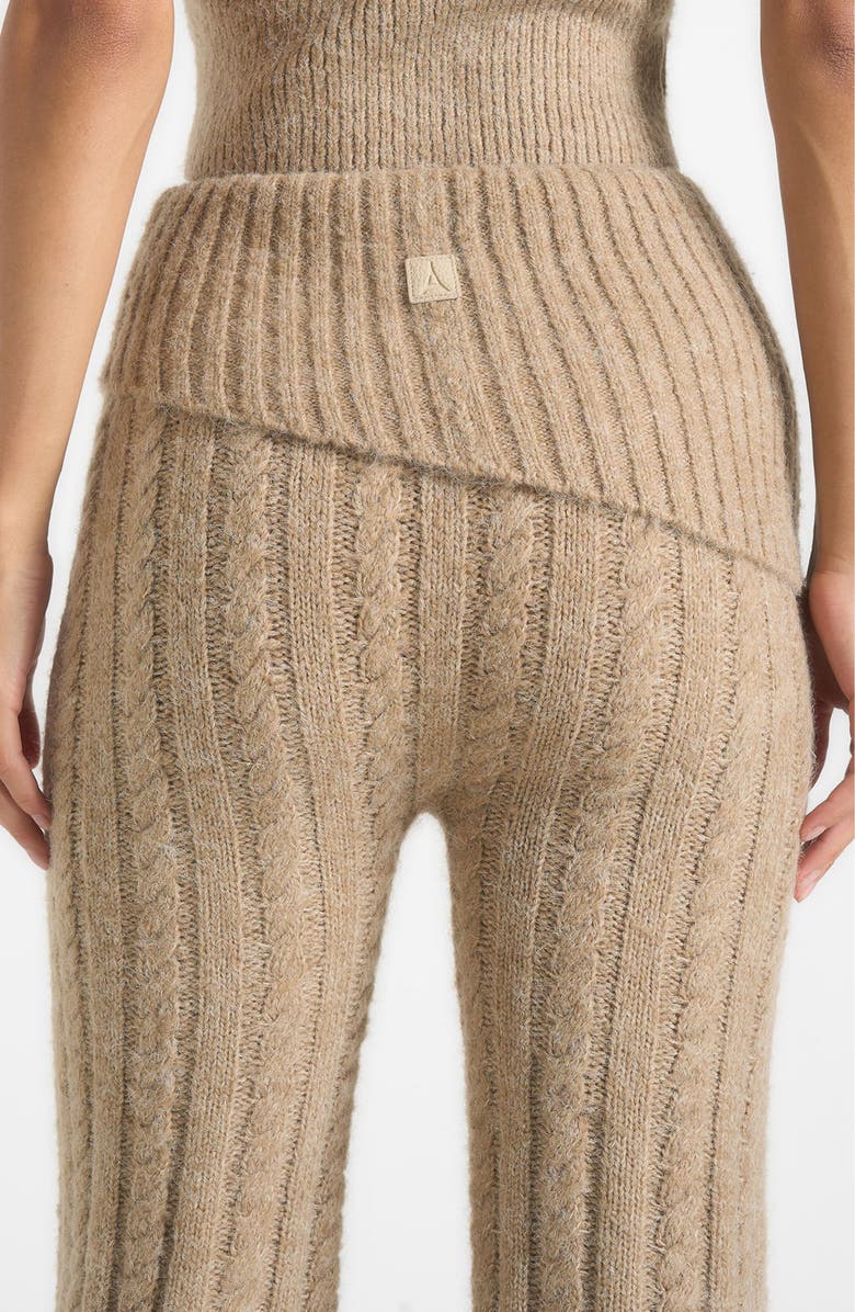 Manière De Voir Elvy Cable Knit Foldover Fit & Flare Bottoms, Alternate, color, Taupe