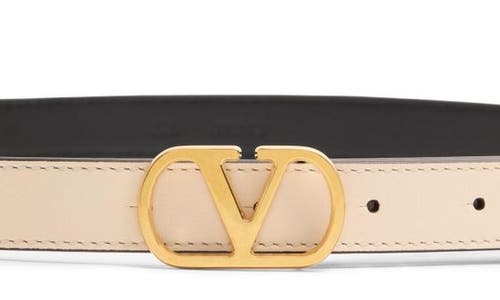 Valentino Garavani Vlogo Signature Belt In Shiny Calfskin 30 Mm Woman Ivory 095 In White Multi