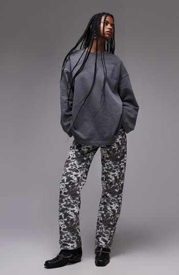Topshop Animal Print Jeans In Multi