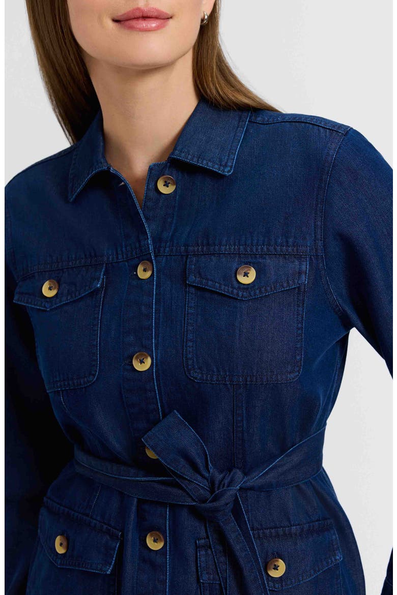 Stella Belted Denim Utility Jacket, Alternate, color, DARK WASH