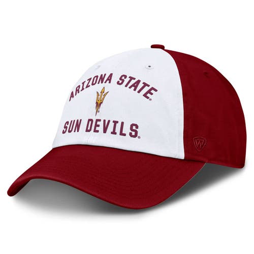 Top Of The World White Arizona State Sun Devils Weston Adjustable Hat In Red