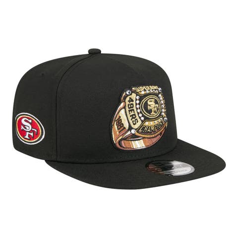 Men's New Era Black San Francisco 49ers Super Bowl Ring 9FIFTY A-Frame Adjustable Hat