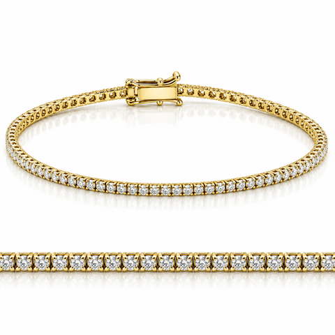 2 Ct Lab Grown Diamond Tennis Bracelet 7" 14k Gold