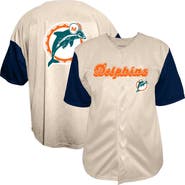 FANATICS Men's Fanatics  Cream Miami Dolphins Vintage Full-Button Short Sleeve Top