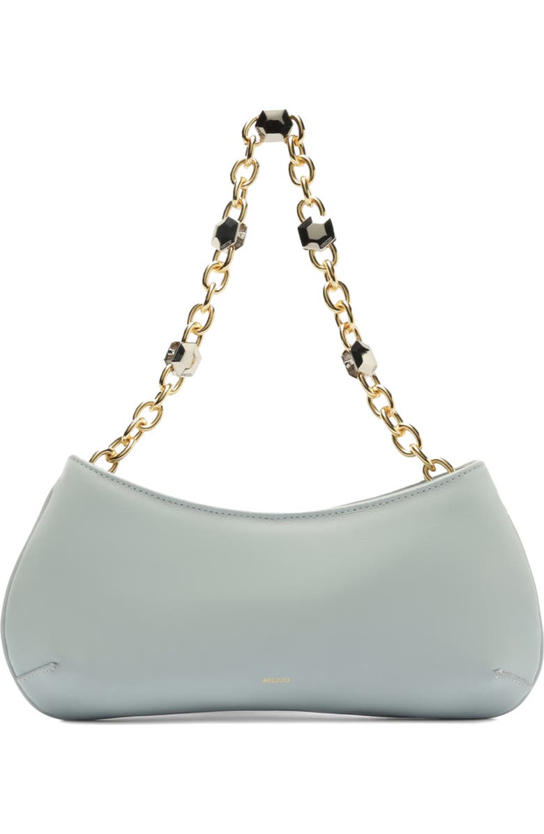 Arezzo Small Luna Baguette Leather Shoulder Bag, Main, color, Glacier Blue